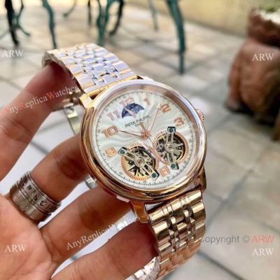 Replica Patek Philippe Geneve Rose Gold 42mm Watches Double Tourbillon